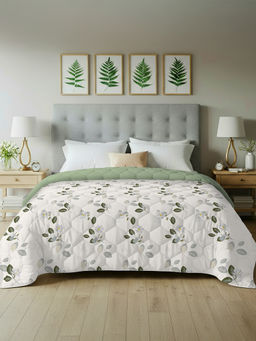 Urban Space - White Tea Leaves 3 Layer Reversible Microfiber A/C Blanket