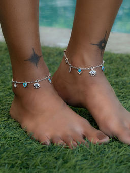 Shaya by CaratLane - No Nazar Evil Eye Anklets In 925 Silver