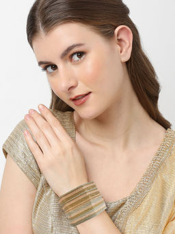 OOMPH - Combo Of 24 Oxidised Rimjhim Shimmer Hexagon Bangle Set - (2.6)