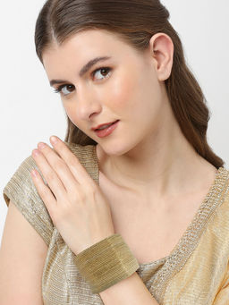 OOMPH - Combo Of 24 Gold Shimmer Hexagon Shape Bangle Set For Women And Girls - (2.6)