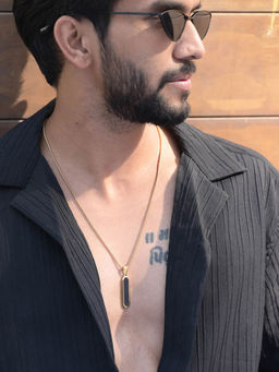 Palmonas - 18K Gold Plated Midnight Prism Necklace- Gold For Mens Waterproof And Anti-Tarnish