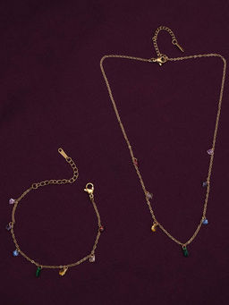 Palmonas - Vibrant Cascade Necklace And Bracelet Jewellery Set For Womens