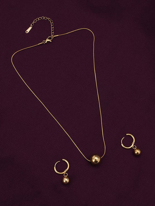 Palmonas Golden Orb Necklace And Earring Jewellery Set For Womens