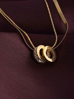 Palmonas - 18K Gold Plated Gilded Rings Layered Necklace For Womens Waterproof And Anti-Tarnish