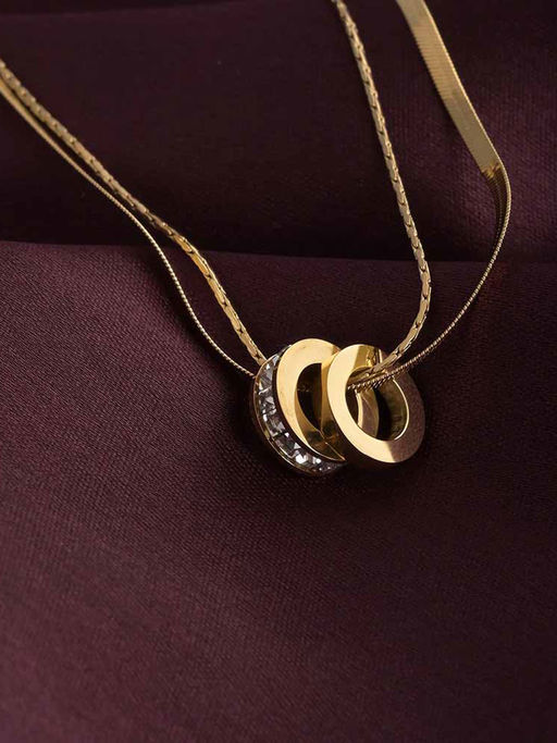 Palmonas 18K Gold Plated Gilded Rings Layered Necklace For Womens Waterproof And Anti-Tarnish