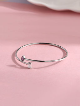 Ornate Jewels - 925 Silver Pear Purple Amethyst Toi Et Moi Flexible Bangle For Women And Girls