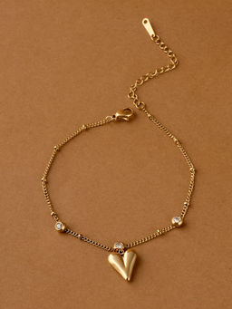 Palmonas - Heart And Stone Station Anklet For Womens - Waterproof And Anti-Tarnish