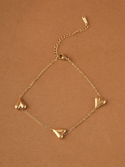 Palmonas - Heart Trio Gold Anklet For Womens - Waterproof And Anti-Tarnish