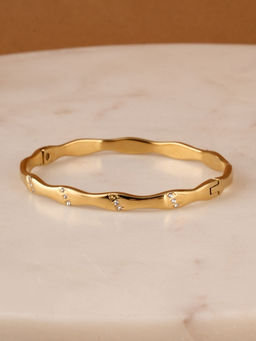 Palmonas - Scalloped Gold Bangle Bracelet For Womens - Waterproof And Anti-Tarnish