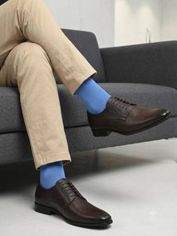 Alberto Torresi - Men Textured Brown Leather Lace-Up Formal Derbies with Tpr Sole