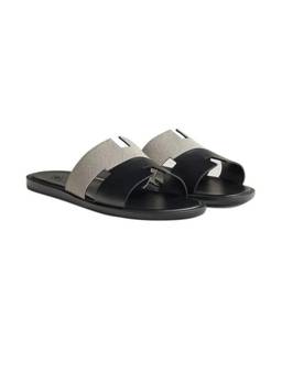 ITALIAN SHOES COMPANY - Haven Double Ombra H Style Slip On Black Sandals