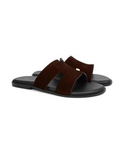 ITALIAN SHOES COMPANY - Suede H Style Slip On Wine Sandals Wine