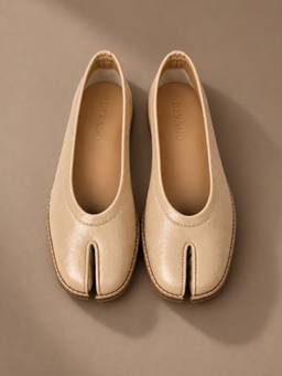 Devano - Beige Tabi Split Toe Ballerina