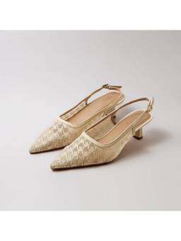 Megleo - Women Elan- Mesh White Kitten Heels