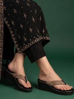 JODYHUB - Women Black Wedge Heels