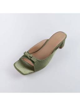 Megleo - Women Lucy - Satin Green Block Heels