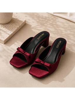 Megleo - Women Lucy - Satin Red Block Heels