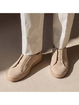 Monkstory - Men Yacht Club Elastic Slip-On Sneakers - Sand Beige