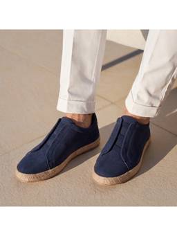 Monkstory - Men Yacht Club Elastic Slip-On Sneakers - Deep Navy
