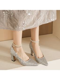 OZZARO - Women Silver Pakeezah Block Heels
