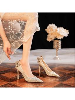 OZZARO - Women Gold Rajkumari Stiletto Heels