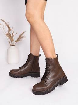 Truffle Collection - Women Brown Solid Casual Boots