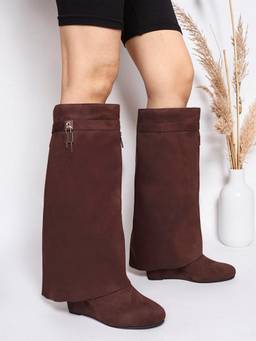 Truffle Collection - Women Brown Solid Casual Boots