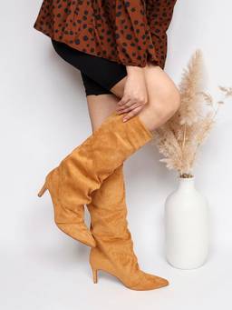 Truffle Collection - Women Tan Solid Casual Boots