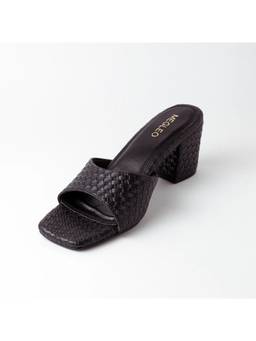 Megleo - Women Textured Black Block Heels