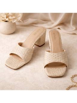Megleo - Women Textured Off-White Block Heels