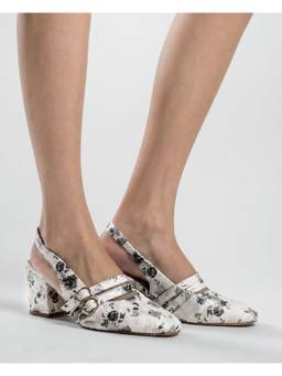 Megleo - Women Trixie - White Floral Block Heels
