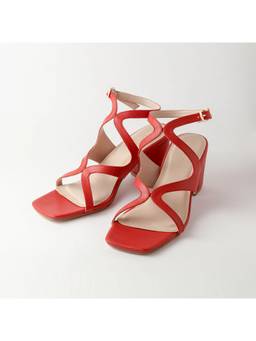 Megleo - Women Twisted Block Heels - Red