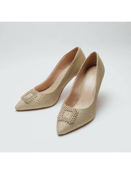 Megleo - Women Gold Vegan Glitter Stilettos Heels