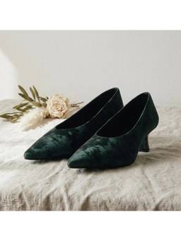 Megleo - Women Veloura- Deep Green Pump Heels