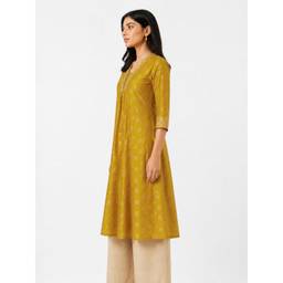 max - Women Printed Kalidar Yellow Kurta
