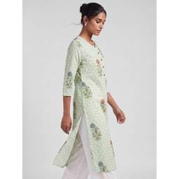 max - Women Printed Straight Green Kurta