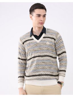 Monte Carlo - Multi-Color Men V Neck Full Sleeve Pullover Sweater