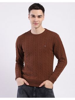 Monte Carlo - Brown Men Round Neck Full Sleeve Pullover Sweater