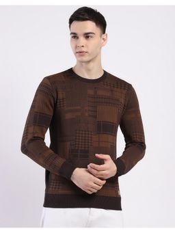 Monte Carlo - Brown Men Round Neck Full Sleeve Pullover Sweater