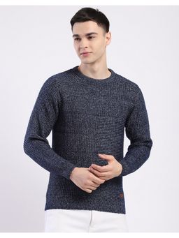 Monte Carlo - Blue Men Round Neck Full Sleeve Pullover Sweater