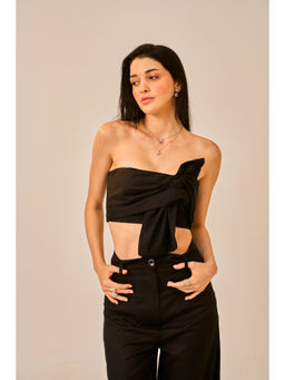 True West - Women Black Bandeau Crop Top