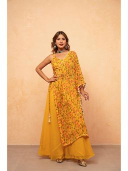 DEASHA INDIA - Yashna Yellow Floral Blouse with Palazzo and Dupatta