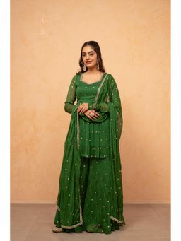 DEASHA INDIA - Aryahi Green Embellished Kurti with Sharara and Dupatta
