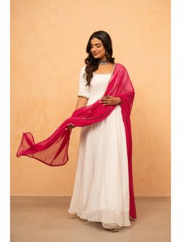 DEASHA INDIA - Avyira White Anarkali Kurta with Pant and Dupatta
