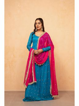 DEASHA INDIA - Fiza Blue Anarkali Kurta with Pant and Dupatta