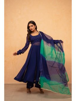 DEASHA INDIA - Irisya Navy Blue Anarkali Kurta with Pant and Dupatta