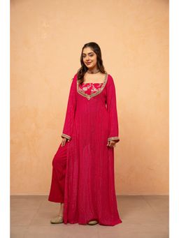DEASHA INDIA - Reeva Pink Crop Top with Kurta and Pant