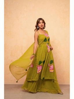 DEASHA INDIA - Daira Green Hand painted Kurta with Palazzo and Dupatta