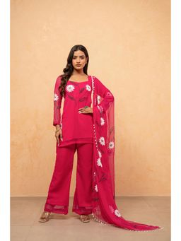 DEASHA INDIA - Imani Magenta Pink Hand painted Kurti with Pant and Dupatta