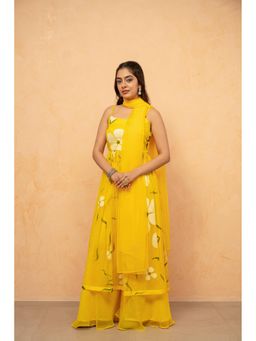 DEASHA INDIA - Nitika Yellow Hand painted Kurta with Palazzo and Dupatta